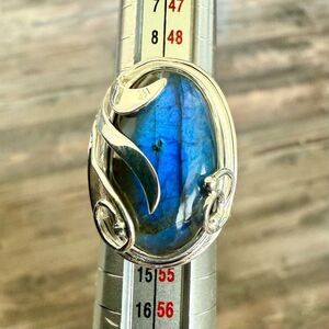 Stunning Large Oval Labradorite Sterling Silver Statement Ring New